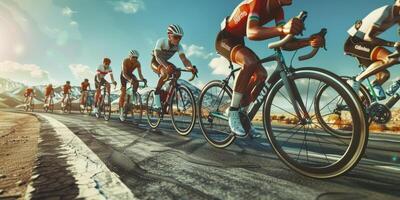 cyclistes avec professionnel courses des sports équipement équitation photo