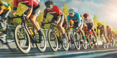 cyclistes avec professionnel courses des sports équipement équitation photo