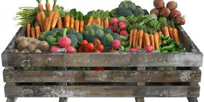 en bois boîte panier avec des légumes photo