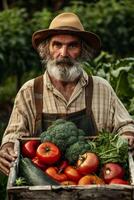 en bois boîte panier avec des légumes photo