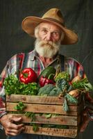 en bois boîte panier avec des légumes photo