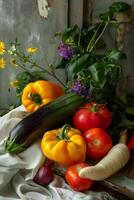 en bois boîte panier avec des légumes photo