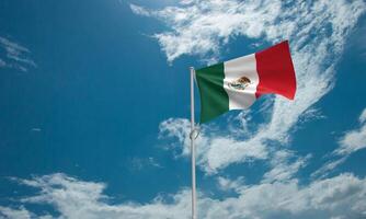 Mexique drapeau bleu ciel Contexte nuage blanc copie espace sionisme mexicain pays Nord Amérique fête fête cinco de mayo sombrero Festival fête fête carnaval maraca Juif voyage3d rendre photo