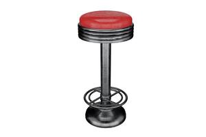 3d le rendu bar tabouret avec rouge fauteuil photo