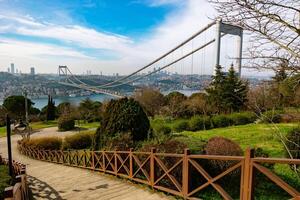 fatih sultan mehmet pont et Istanbul horizon voir. photo