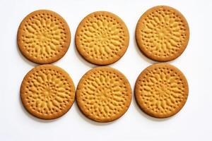 tentant assortiment de des biscuits présenté sur une nettoyer blanc Contexte idéal pour divers culinaire concepts photo