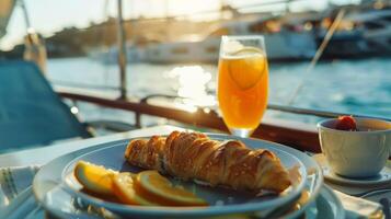 une paisible Matin croisière avec une lumière petit déjeuner servi pour ceux à la recherche pour une sans alcool alternative à traditionnel arroser brunch photo