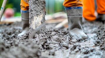 une équipe de techniciens soigneusement record et analyser le résultats de chaque béton mélanger photo