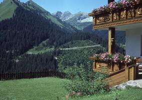 une balcon avec fleurs sur il photo