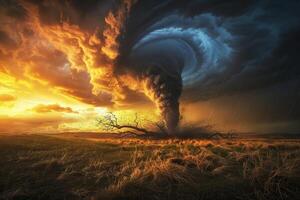 effrayant de mauvais augure énorme ouragan tornade, apocalyptique spectaculaire Contexte photo