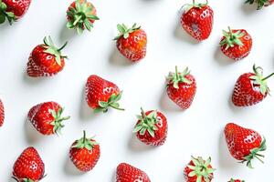 vibrant rouge des fraises isolé sur une blanc Contexte photo