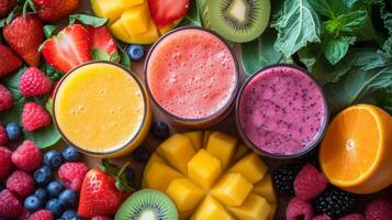 dans retraite chaque journée pouvez commencer avec une délicieux et nourrissant smoothie comme cette retraités mélange de tropical des fruits feuillu légumes verts et une allusion de gingembre photo