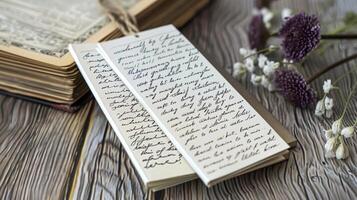 une ensemble de personnalisé signets conçu à garder ceux endroit dans leur préféré livres Achevée avec une manuscrit Remarque et Douane Police de caractère photo