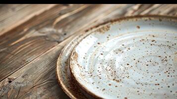 une personnalisé céramique assiette avec une rustique encore élégant Regardez ouvré en utilisant le pénible technique pour une ancien se sentir. photo