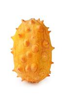 kiwano fruit, vert africain cornu melon isolé sur blanc Contexte. photo