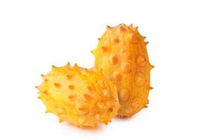 kiwano fruit, vert africain cornu melon isolé sur blanc Contexte. photo