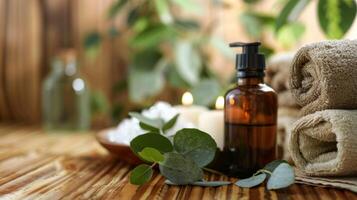 le apaisant parfum de eucalyptus pétrole diffusant dans le sauna assouplissement congestion et promouvoir Profond respiration. photo