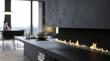le lisse moderne cheminée en toute transparence mélanges dans avec le minimaliste décor de le coin. 2d plat dessin animé photo