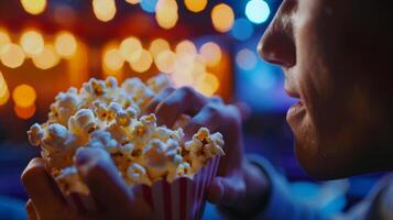 le odeur de de beurre pop corn les dérives par le air séduisant cinéphiles à atteindre pour un autre poignée. 2d plat dessin animé photo