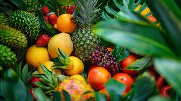 une luxuriant et tropical paradis de des fruits mûr pour le cueillette et savourer photo