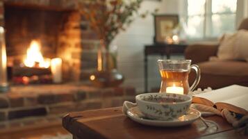 le cheminée dans le coin fournit une parfait place pour cosy en haut avec une livre et une tasse de thé. 2d plat dessin animé photo