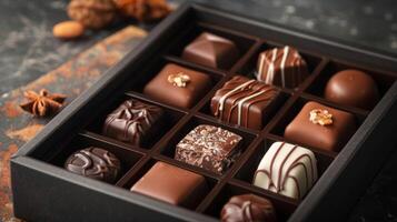 le présentation de le des chocolats est juste comme exquis comme le goût fabrication il parfait pour cadeau à copains et famille photo
