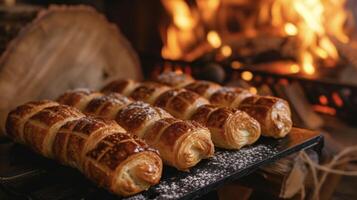 se livrer dans ces adorable saucisse Rouleaux soigneusement ouvré avec capricieux Pâtisserie détails. chaque bouchée est une chaud réconfortant expérience à la perfection jumelé avec le scintillement photo