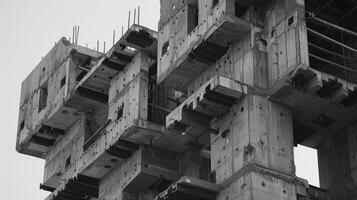 le béton formant dans distinct sections chaque un une pièce de le puzzle cette volonté viens ensemble à soutien le poids de le bâtiment au dessus photo