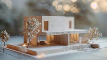 une minimaliste argile maison avec nettoyer lignes et géométrique formes mise en évidence le simplicité et élégance de argile bâtiment dans ses plus innovant former. photo