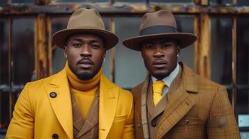 à la mode portrait de deux élégant noir Hommes dans Chapeaux photo