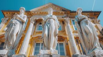 élégant sculptures à une historique européen bâtiment façade photo