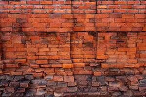 proche en haut ancien rouge et marron brique mur Contexte. grunge Contexte. photo