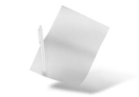 papier avec stylo sur blanc Contexte photo