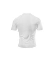 court manche compression T-shirt retour vue sur blanc Contexte photo