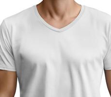 T-shirt col en v sur blanc Contexte photo