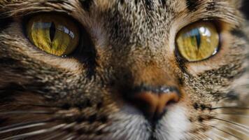 proche en haut de une chats yeux photo