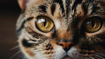 proche en haut de une chats yeux photo