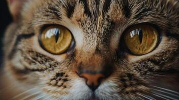 proche en haut de une chats yeux photo