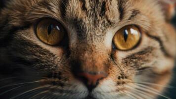 proche en haut de une chats yeux photo