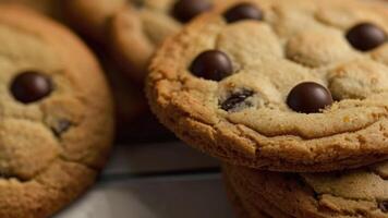 une empiler de Chocolat puce biscuits avec Chocolat frites photo