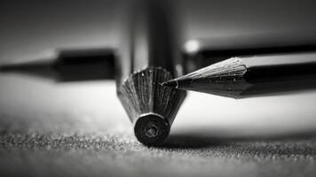 une proche en haut de une crayon sur une table noir et blanc photo