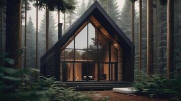 une moderne cabine dans le les bois photo