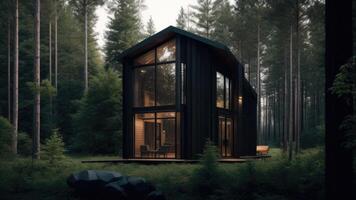 une moderne cabine dans le les bois photo
