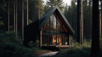 une moderne cabine dans le les bois photo