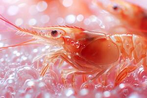 le serein la vie de une crevette exposant la nature brillant Couleur schème photo