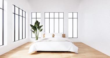 mur de briques blanches de style loft d'intérieur de chambre à coucher. rendu 3D photo