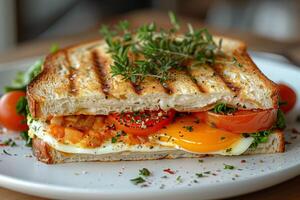 le ultime Oeuf sandwich pour nourriture les amoureux, croquant, juteux, savoureux, vite nourriture photo