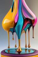 une coloré sculpture de une laissez tomber de liquide photo