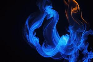 bleu flammes sur une noir Contexte photo