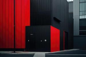 une rouge et noir bâtiment avec une noir mur. architectural Contexte photo